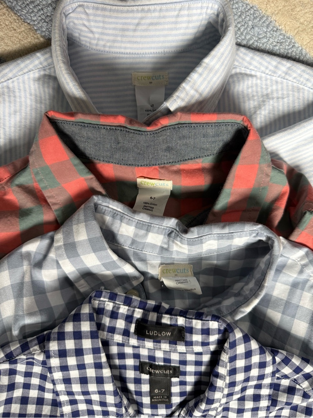 Crewcuts Boys Multi-Gingham Button-Downs in Blue, Light Blue & Coral